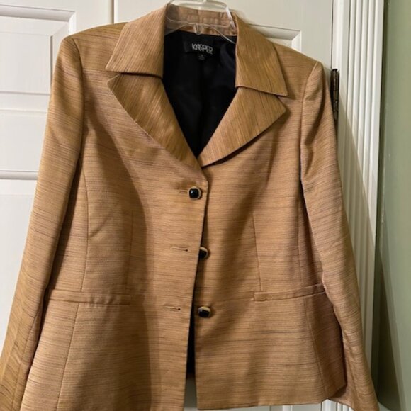 Kasper 16 Gold Polyester-Rayon Blazer • 3-Button Black Accent • Fully Lined - Picture 1 of 2